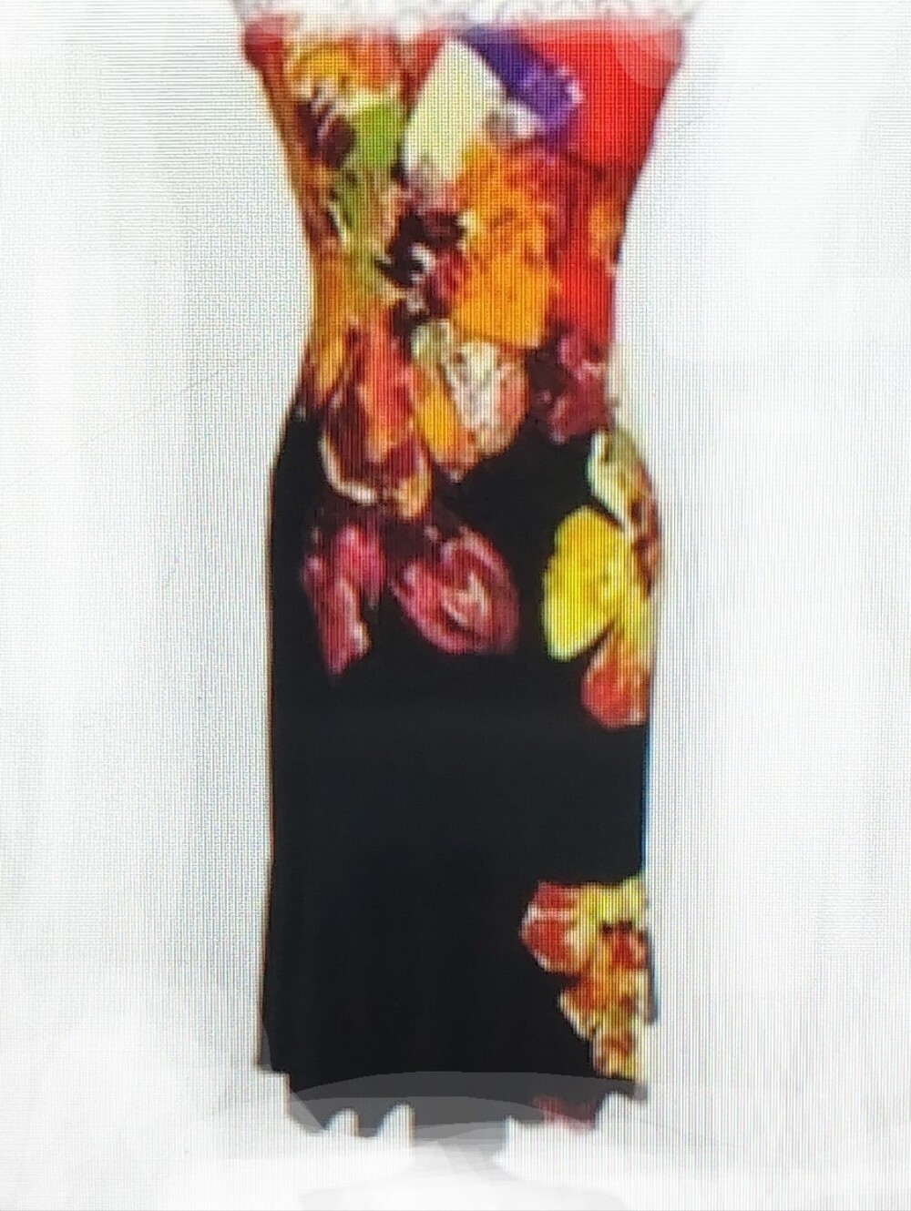 Striking Fiery Red on Black Strapless Midi Bodycon VTG 90's Dress by Cache Sz S - Picture 6 of 6